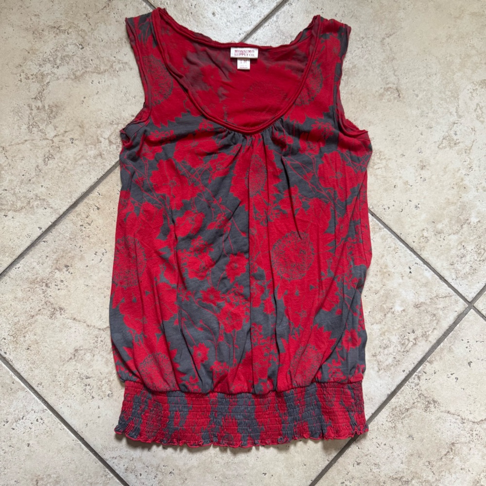 Mossimo Supply Co. Red and Gray Floral Blouse